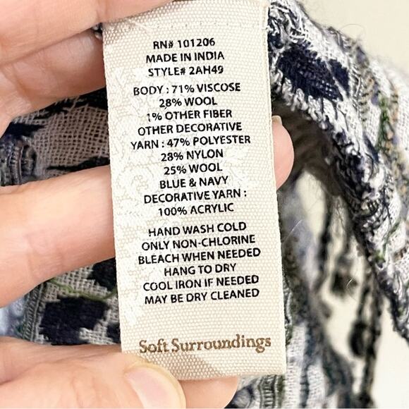 Soft Surroundings Emory Cardigan with Sequin and Fringe One Size Gray Blue - Picture 7 of 10